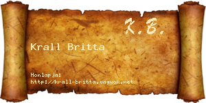 Krall Britta névjegykártya